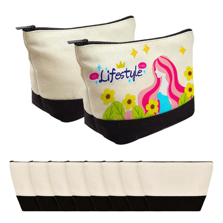 Beclumas 10 Pack 9"x 5.5" Sublimation Blanks Cosmetic Bags,Pencil Bag, Bulk Multi-Purpose DIY Heat Transfer Makeup Bags with Zipper for DIY Crafts Travel and Toiletry Bag Beclumas