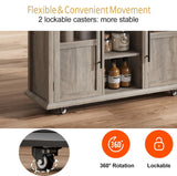 Mobile Modern Storage Island,Rolling Kitchen Island with Drop Leaf - Door Cabinet, Drawer, Bar Cart with Cabinet, Portable Cart Island Table for Kitchen,Grey Garvee