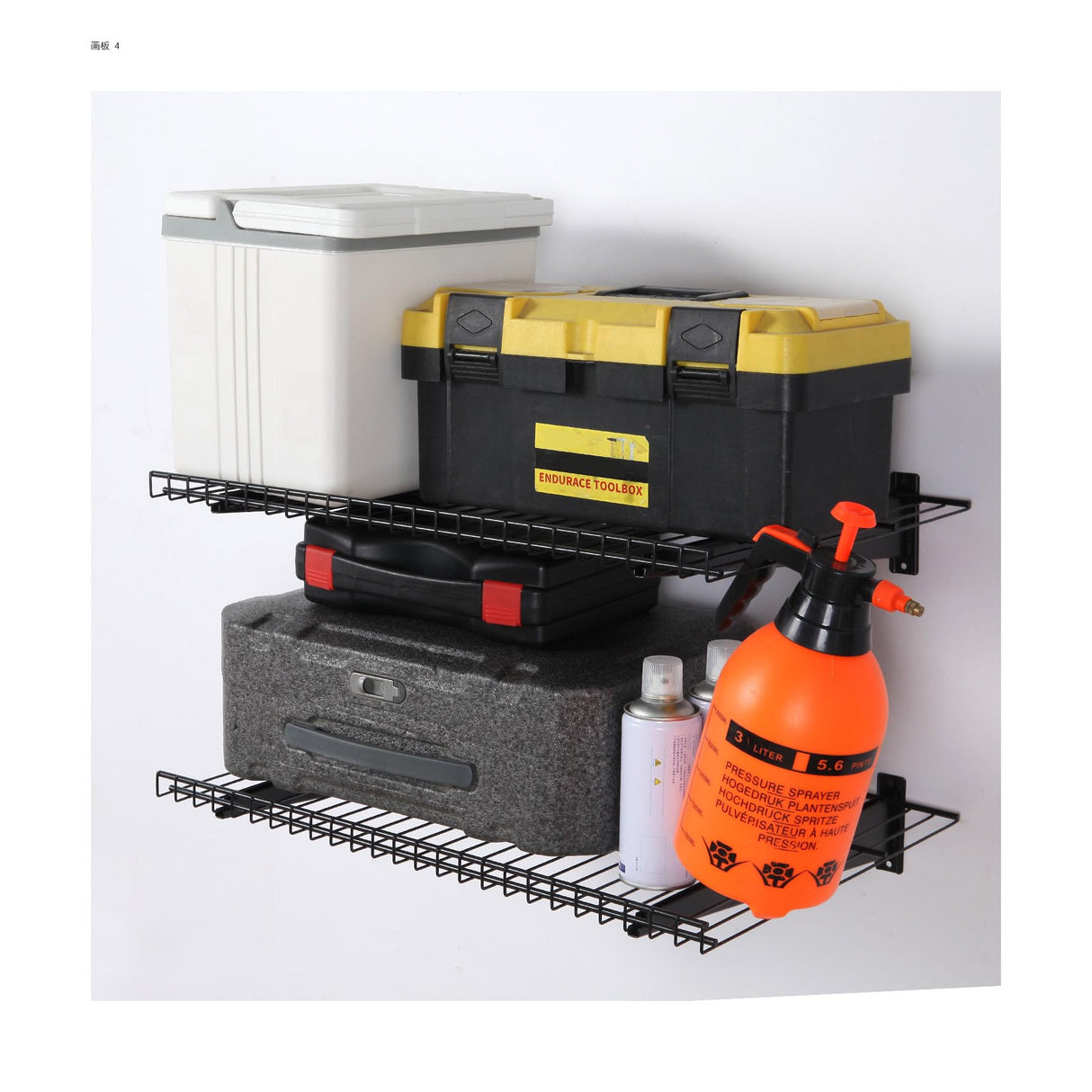 Aking Ace 2 Pack Garage Wall Mounted Shelf, 23.6" x 11.4" Heavy Duty Wall Storage Shelves for Garage, Workshop, Laundry Room and Kitchen, Max Load 50 lbs (Black,2 Pack) Aking Ace