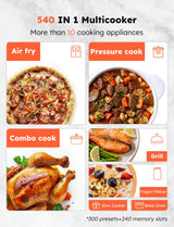 Nuwave Duet Air Fryer and Electric Pressure Cooker Combo with 2 Switchable Lids, 300 FoolProof One-Touch Presets, Crisp&Tender Tech, 6QT Heavy-duty Stainless Steel Pot, 15+ Safety Features Nuwave