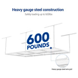 FLEXIMOUNTS 4x8 Overhead Garage Storage Rack, Adjustable Organization System, Heavy-Duty Metal Ceiling Racks, 2 pack, White FLEXIMOUNTS