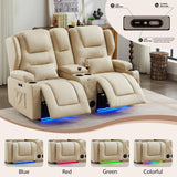 Oprisen 2-Seater Power Loveseat Recliner Electric Reclining Sofa Couch Wall Hugger Recliner Home Theater Seating w/Multi-Function Console/Cup Holders/LED Ambient Light Oprisen