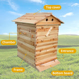 LWestine Bee Hives Wooden Beehive Kit Automatic Box with 7 Pieces Frames Auto Honey House for Beginning and Professional Beekeepers LWestine