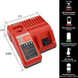 WORTHMAH 2 Pack 5.0Ah 18V Replacement Batteries and Charger Replacement for Milwaukee M18 Lithium Ion Battery Compatible with Milwaukee 48-11-1815 48-11-1820 48-11-1828 Cordless Power Tools Worthmah