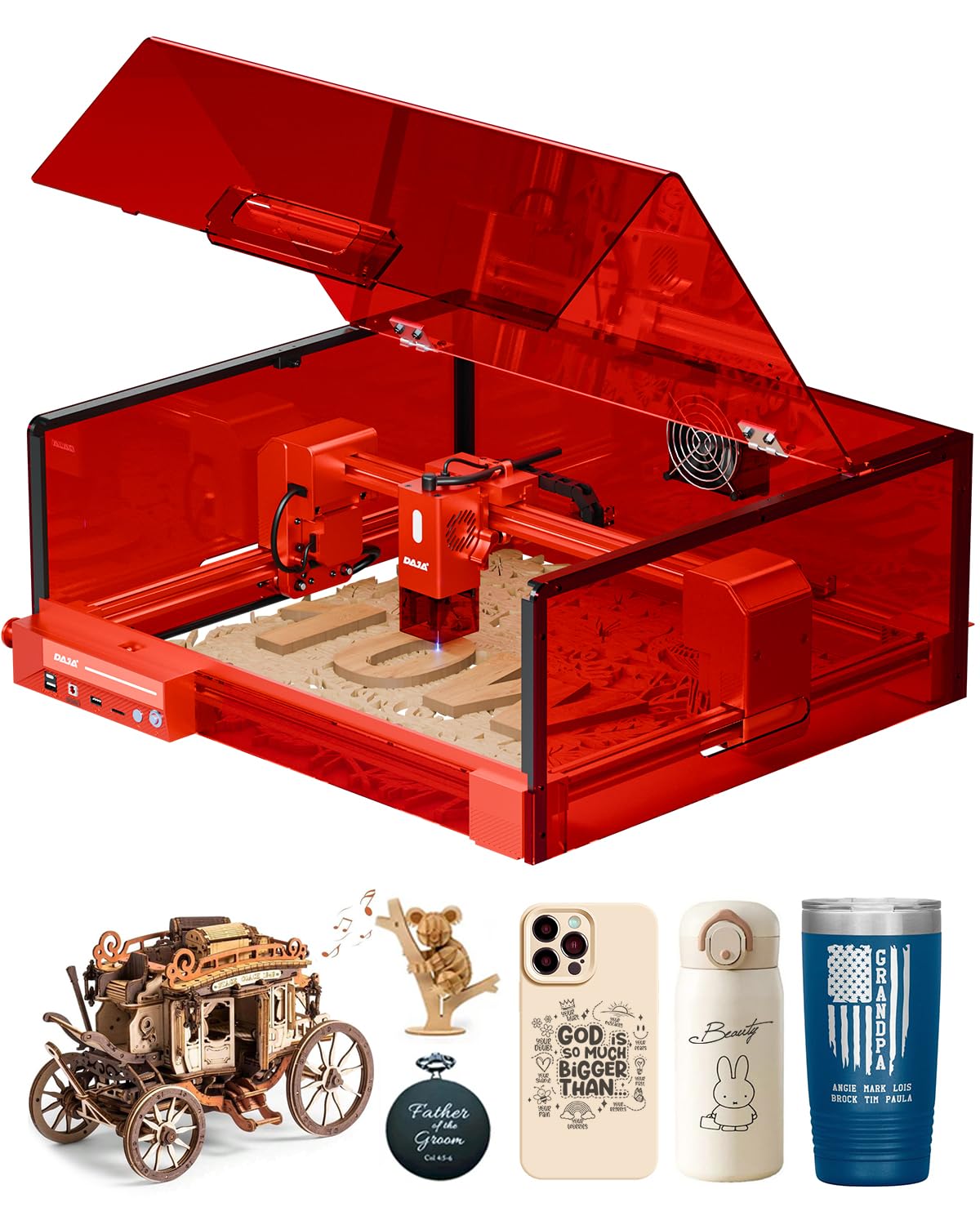 DAJA A6 Pro 10W laser Engraver,Enclosed Laser Engraving and Cutter Machine High Precision Laser Class1,Engraving Machine for Cutting Wood,Acrylic DAJA