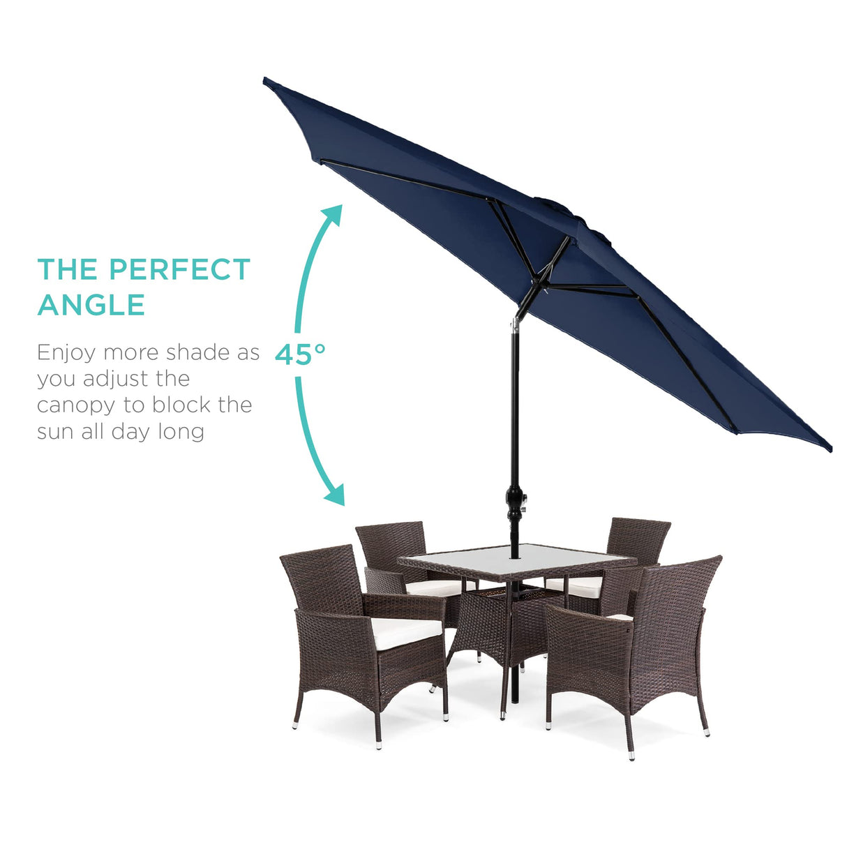 Best Choice Products 10ft Outdoor Steel Polyester Market Patio Umbrella w/Crank, Easy Push Button, Tilt, Table Compatible - Navy Blue Best Choice Products