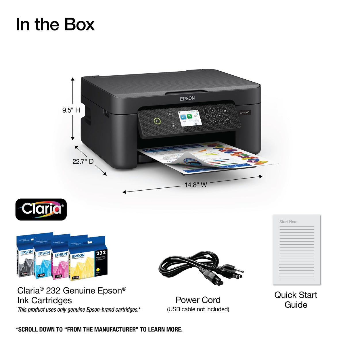 Epson Expression Home XP-4200 Wireless Color All-in-One Printer with Scan, Copy, Automatic 2-Sided Printing, Borderless Photos and 2.4" Color Display,Black Epson