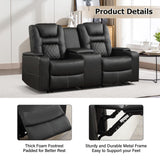 CANMOV Home Theater Seating Seats, Theater Recliner Chair Power Recliner Sofa with Console, Cup Holders, Hidden Arm Storage, USB Ports,Black CANMOV