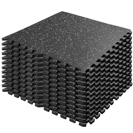 0.56in Thick 48 Sq Ft Gym Flooring for Home Gym, 12 Tiles Workout Exercise Equipment Mats, Rubber Top with EVA Foam, Interlocking Puzzle Floor Tiles for Fitness Room, Protective Flooring Mat LIUKANGZE