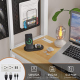 DICTAC Twin Loft Bed with Desk, Charging Station, Storage, Safety Features, and RGB LED Lights - White DICTAC