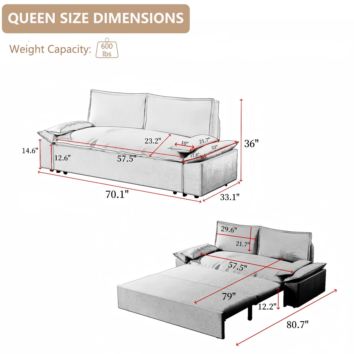 Neylory 70.1" Queen Pull Out Sofa Bed, 3 in 1 Convertible Sleeper Sofa, Velvet Loveseat Couch for Living Room, Apartment, Small Space, Beige Neylory