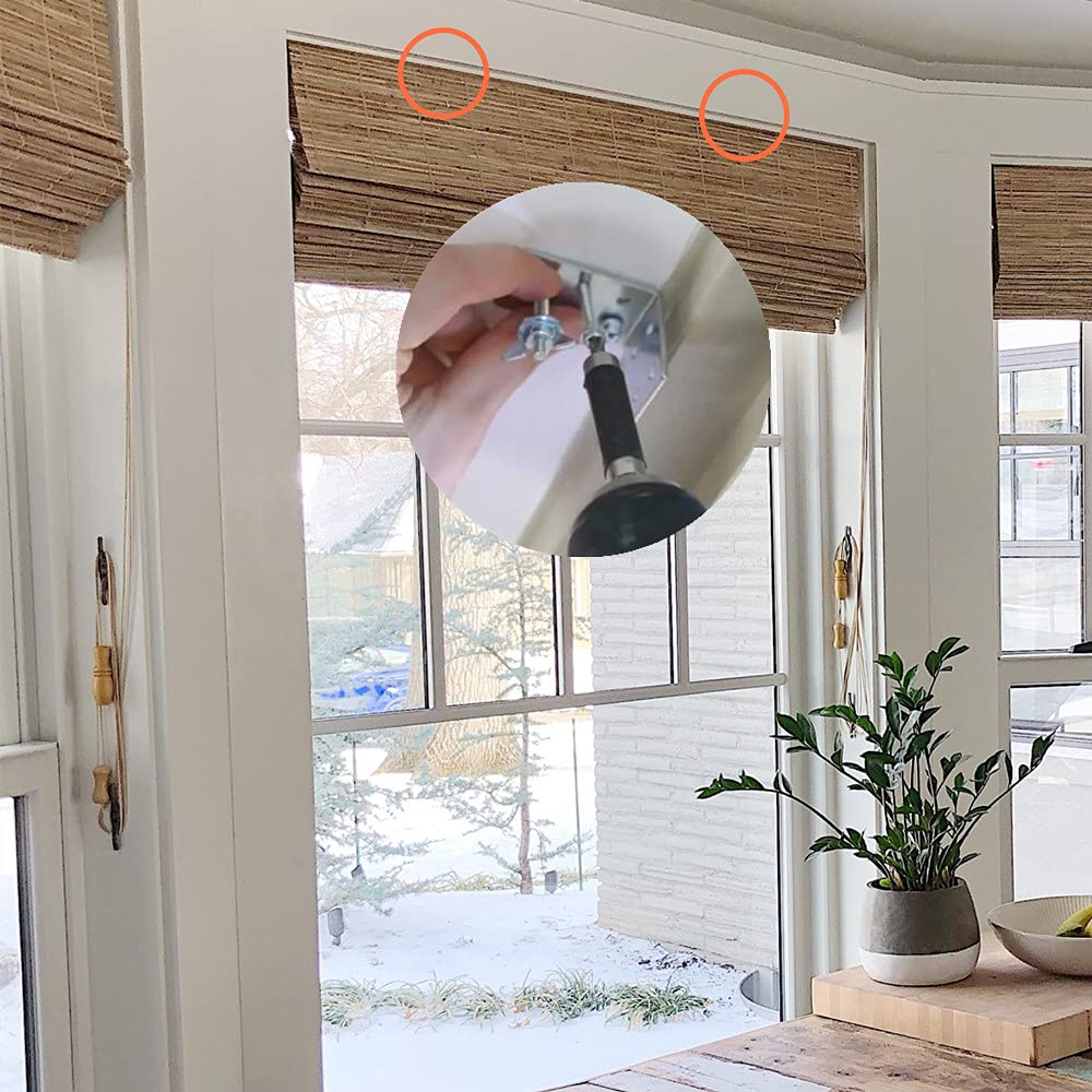 2pcs Mounting L Bracket and wingnut for Woven Wood or Bamboo Shade Universal Design for Inside, Ceiling or Wall Mount Roman Fold Shade Cutelec