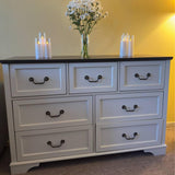 CATMIX Farmhouse Bedroom Set, 3 Pieces Bedroom Furniture Set, Rustic Wood 6 Drawer Dresser and Nightstands, Chest of Drawers Wide Storage Organizer Cabinet for Bedroom CATMIX