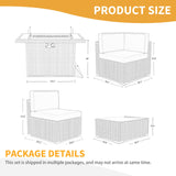 LayinSun 8 Pieces Patio Furniture Set with Fire Pit Table, Black Rattan Modular Sectional Patio Conversation Sofa Set LayinSun