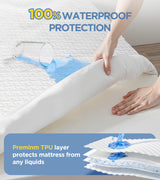 100% Waterproof King Mattress Protector, Hypoallergenic Viscose Made from Bamboo Mattress Cover, Breathable Cooling 3D Air Fabric Noiseless Bed Cover, Machine Washable Vinyl Free 8-16'' Deep Pocket Emircey Home