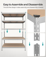 SONGMICS 5-Tier Storage Shelves, Set of 2 Garage Storage, Boltless Assembly, Adjustable Shelving Units, 23.6 x 47.2 x 70.9 Inches, Load 1929 lb Each, Shed Warehouse Basement, Silver UGLR600E02 SONGMICS