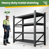 STANI 70" H 3000LBS Capacity Heavy Duty 4-Tier Adjustable Shelves Metal Garage Shelving Industrial Shelves Heavy Tools Utility Rack Shelf for Basement/Garage/Warehouse/Shop Black 48" Wx24 Dx69 H STANI