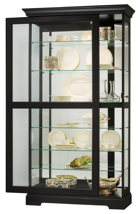 Howard Miller Tyler II Curio Cabinet - Modern Black Satin Storage Cabinet with Locking Glass Doors - Adjustable Shelves & Adjustable Levelers Perfect for Home Decor, Dining or Bedroom Display Howard Miller