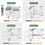 Chicken Coop Metal Large Chicken Coop with Run for Yard Chicken Pen Heavy Duty Poultry Cage with Waterproof Anti-UV Cover for Outdoor Farm Use Dome Roof Hen House Duck Rabbit Cage with Security Lock kejector