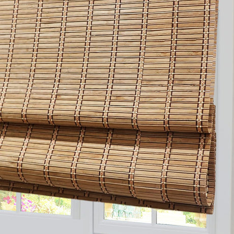 Cordless Bamboo Roman Shades with Light Filtering and UV Protection – Customisable Wooden Roller Blinds in Colour 8 ZY Blinds
