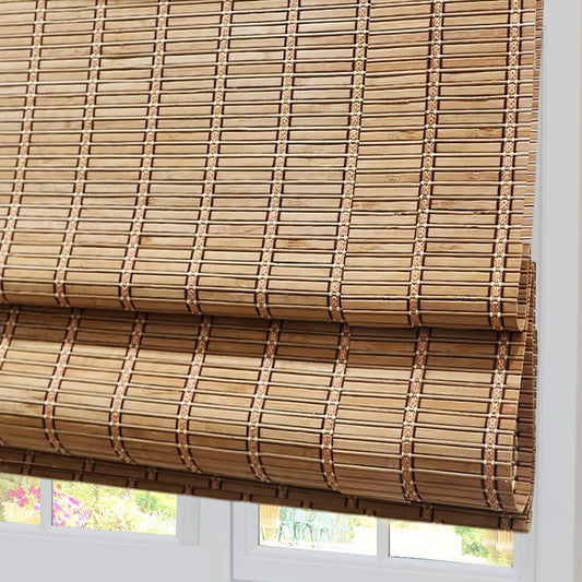 Cordless Bamboo Roman Shades with Light Filtering and UV Protection – Customisable Wooden Roller Blinds in Colour 8 - WoodArtSupply