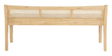 Powell Kasi Natural Low Back Cane Bench with Beige Upholstered Seat Powell