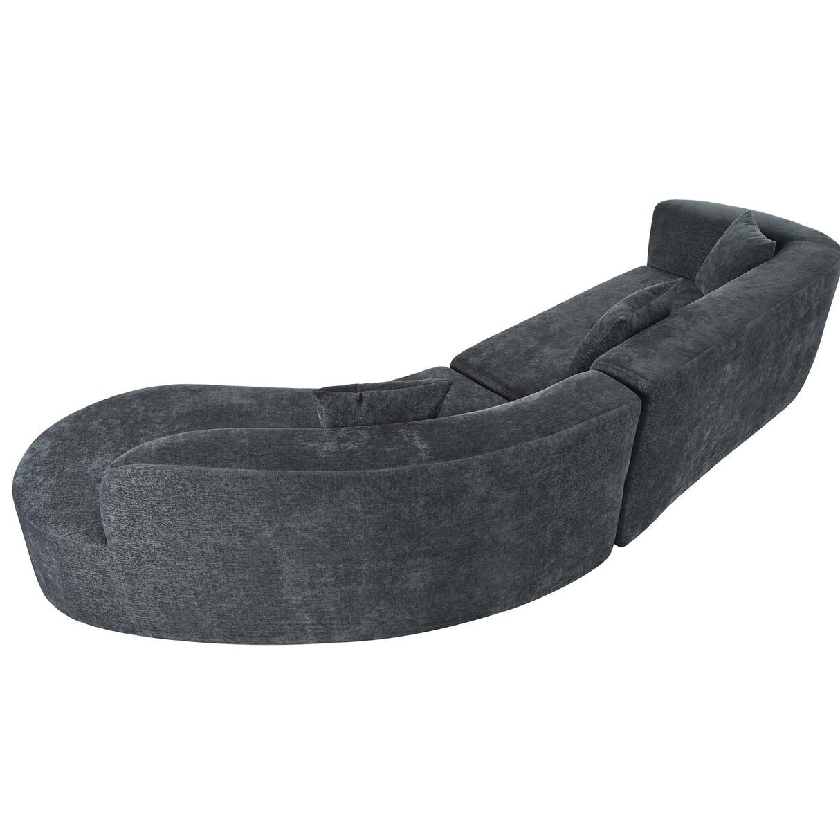 VnndeNest 125" Curved Sofa，Modern Half Moon Sectional Sofa, Comfy Chenille Fabric Upholstered Minimalist Sofa with 3 Pillows, 3 Seater Cloud Couch for Living Room, Apartment, Free Installation，Grey VnndeNest