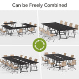LITTLE TREE 70.86-Inch Conference Table for 8, Black Conference Room Table with Metal Base, Modern 5.9 ft Rectangular Table for Boardroom, Meeting, Conference Room LITTLE TREE