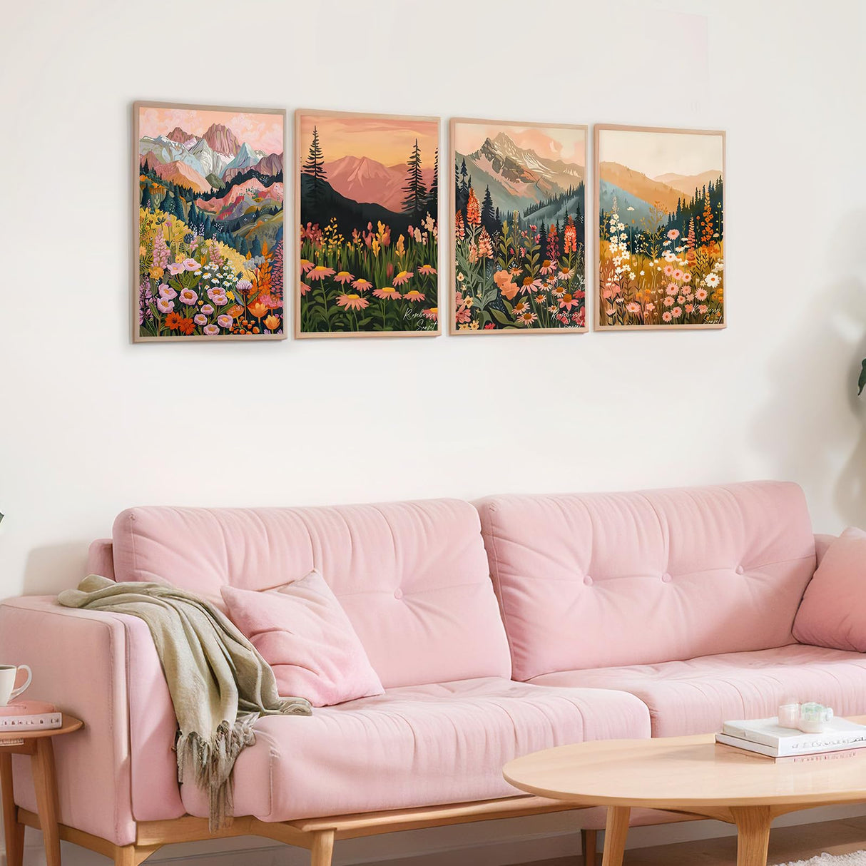 Yeaqee 4 Pcs Diamond Art Kits DIY Painting for Adult Aesthetic Wall Diamond Crafts Aesthetic Room Decor Cute Painting Pictures 5d Craft Wall Decor for Home 10 x 11.8''(Flower Mountain) Yeaqee