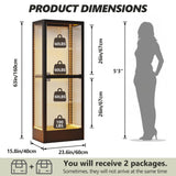 Lucky Monet Glass Display Cabinet with 13 Color LED Lights and Lock, 4-Tier Lighted Curio Cabinet with Doors & Adjustable Shelves, Glass Display Case for Collectibles Liquor - 23.6" Wide Black Lucky Monet