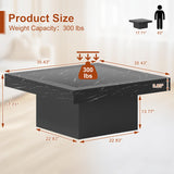 Osparple 35" Coffee Table with Storage, Small Coffee Table with LED Light, Wood Square Accent Center Sofa Side Tables for Living Room, Black Osparple