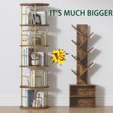 5Tier Rotating Bookshelf, 360 ° Display Stackable Spinning Bookshelf Tower, Narrow Space Saving Tall Floor Standing Swivel Bookcase Corner Storage Organizer for Bedroom/Living Room/Office，Gold swlongbooks