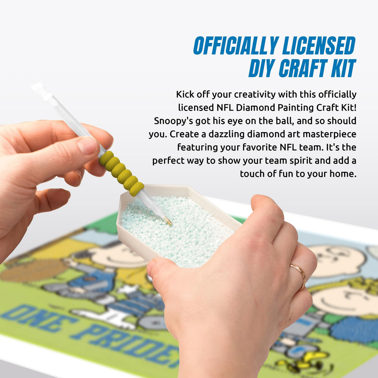 Sporticulture Snoopy Detroit Lions NFL Diamond Painting Craft Kit – Officially Licensed DIY Fan Art, Includes Pre-Sorted Gems, Stylus, Tray, and Instructions – Perfect for Framing and Display Sporticulture