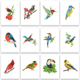 PeakLuv Small Diamond Painting Kits Birds, 12 Pcs Birds Mini Diamond Art Kits for Adults, 5D DIY Square Drill Diamond Dots, Quickly Finishable Cardinal Mini Gem Art for Home Wall Desktop Decor, 6X7in PeakLuv