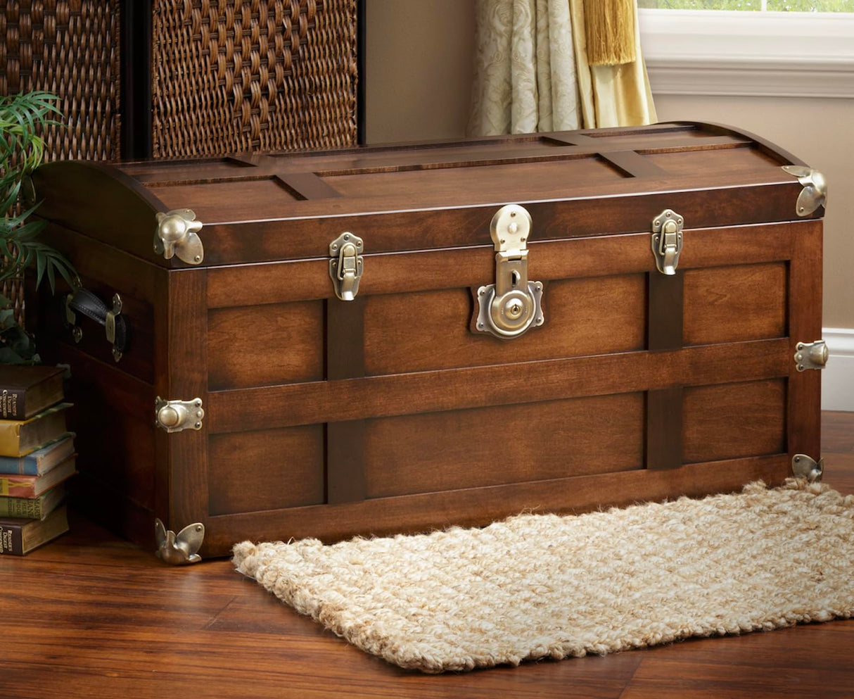 Tradition Craft Steamer Trunk Hope Chest for Blankets, Amish Hand-Crafted in USA Maple, 36" Large Blanket Storage Trunks Bedroom Trunk or Blanket Trunk w/Cedar Tray & Brass Lock Tradition Craft