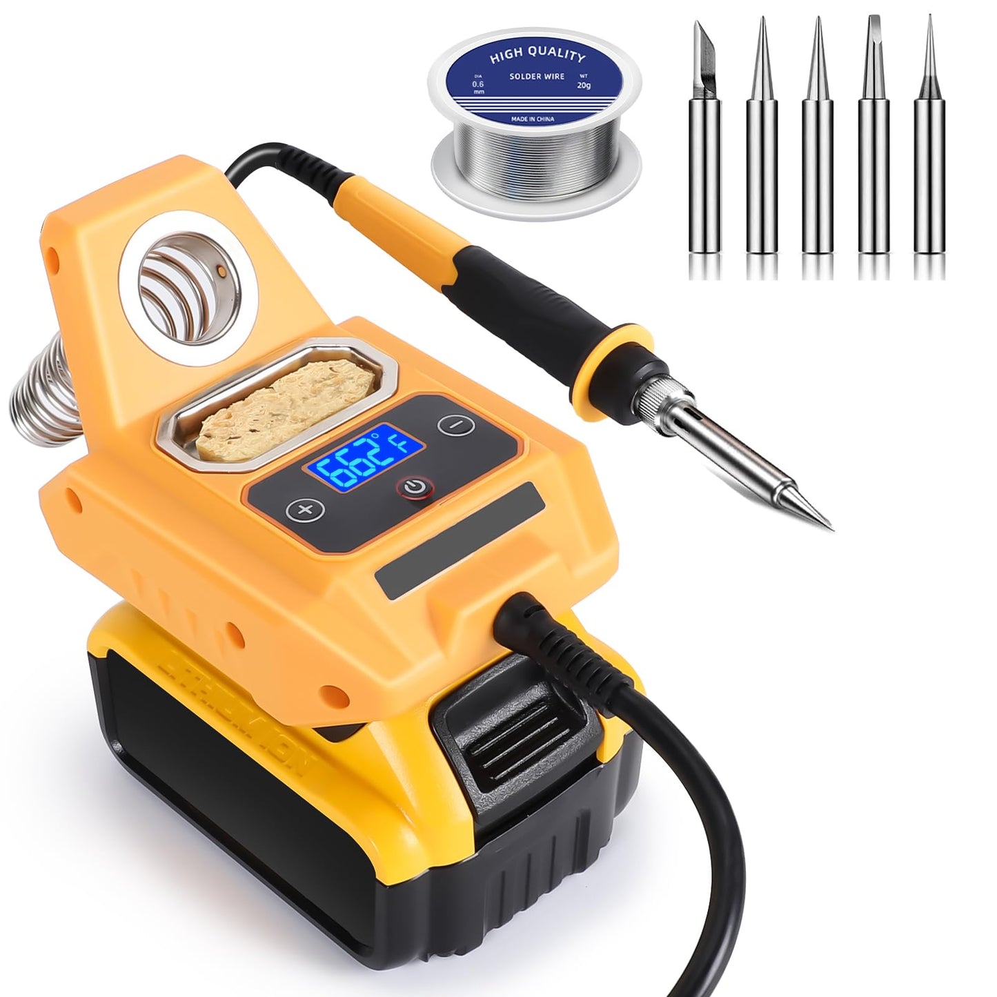 ITEFDTUTNE Cordless Soldering Station for Dewalt 20V Max Battery（Battery Not Included）, Electric Digital LCD Display Soldering Iron Station,Fast Heating Up Soldering Station for DIY, Appliance Repair