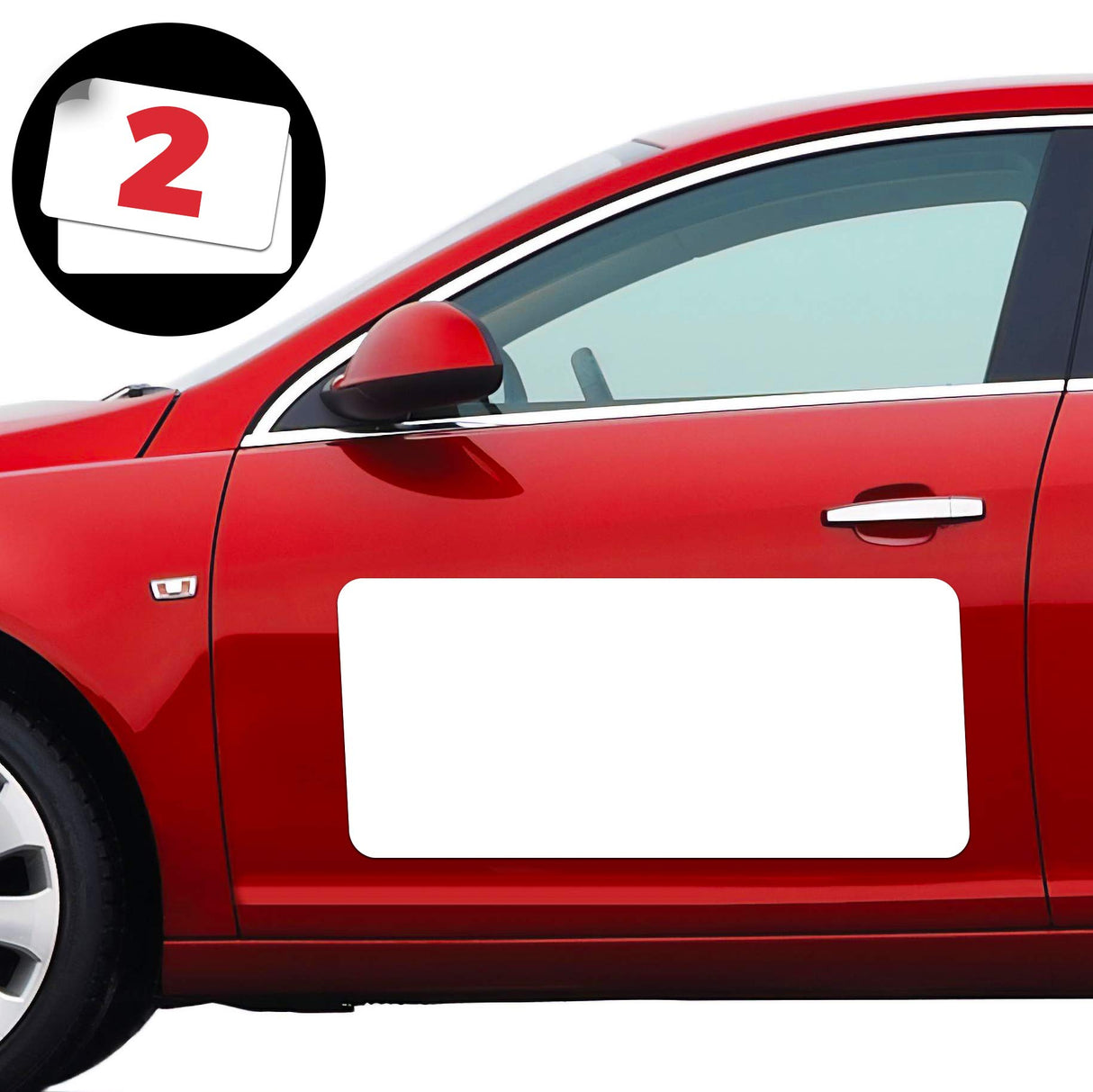 Set of 2 – 24” X 12” Car Door Magnets, Magnetic Car Signs, Flexible Magnetic Signs for Vehicles, White PVC Finish and Round Corners, Strong Durable Car Magnets, Magnetic Thickness 30 Mil. GlossyEnd