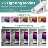 CUHIOY Clip on Reading Light for Bed Headboard, Rechargeable Battery Clamp on Bunk Bed Light, 5 Colors 5 Brightness Flexible Neck Desk Lamp, Eye Protect LED Touch Control Book Lights at Night for Kids CUHIOY