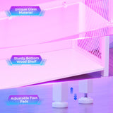 AODK Display Cabinet with LED Lights, Display Case with Glass Storage Shelves, 4-Tiers Curio Cabinet for Collectibles, Display Shelf, White AODK