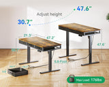 AODK Electric Standing Desk with Drawers, Height Adjustable Desk with Power Outlets & LED Lights, Stand Up Desk with 3 Drawers, Sit Stand Home Office Desk Computer Workstation, 47 Inch AODK