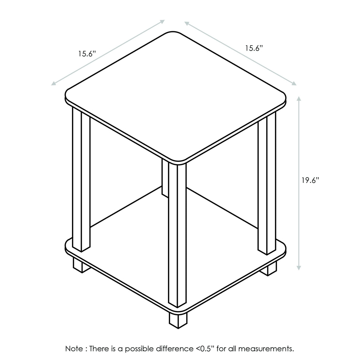 Furinno Simplistic Set of 2 End Table, Dark Walnut Furinno