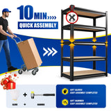 36"W Wood Garage Shelving Heavy Duty Garage Storage Shelves,2500LBs Metal Shelving Unit 5T Adjustable Industrial Utility Shelf Black Organization Rack for Warehouse Storage,72"Hx 35.4"Wx 15.8"D RPGHJJ