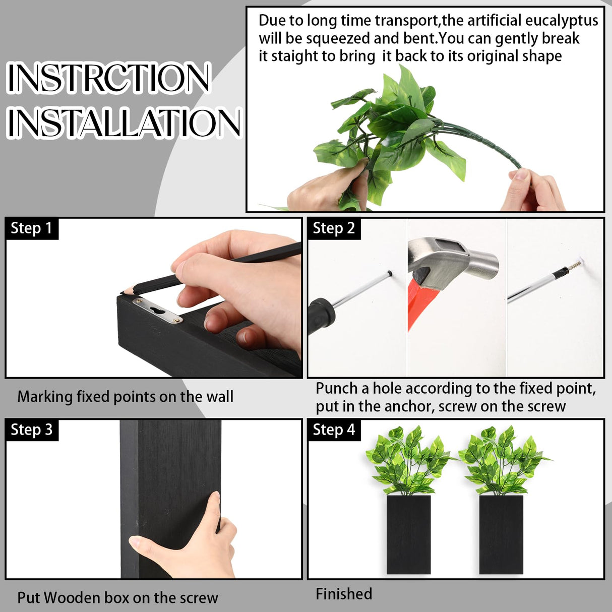 Vesici Wood Wall Planter Vase with Artificial Plants Indoor Plants Holder Pocket Farmhouse Wooden Vases Wall Flower Vase Hanging Plant Decor for Bedroom Kitchen Office Home (2 Pcs) Vesici