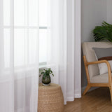 Chyhomenyc White Sheer Curtains 108 Inch Length 2 Panels Set, Extra Long Light Filtering Solid Voile Window Drapes for Living Room Party Ceremony, 42Wx108L, 9FT Length, Set of 2, White Chyhomenyc
