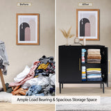 Vrullu Modern Storage Cabinet, Free Standing Buffet Cabinet, Black Sideboard and Buffet Storage, Wood Accent Cabinet for Living Room, Hallway, Entryway, Dining Room, Bedroom (1, Black) Vrullu