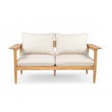 Christopher Knight Home Ordel Acacia Wood Outdoor Loveseat, Wooden Patio Loveseat Sofa, Patio Furniture 2-Seater Sofa with Removable Cushions,Comfy Lounge Sofa Outdoor for 2 People,Beige+Light Teak Christopher Knight Home