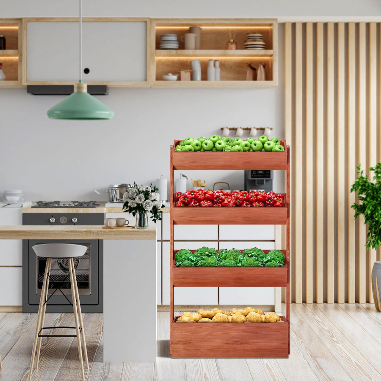 DoCred Vertical Wooden Raised Garden Bed, 4 Tier Garden Planters Freestanding Wood Plant Stand Flower Rack Wooden Planter Box for Plants Herbs Flowers Vegetables Outdoor Indoor Gardening DoCred