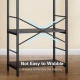 Anycoo Bakers Rack with 3 Power Outlets, 4-Tier Kitchen Microwave Stand with Storage, Freestanding Kitchen Shelf Stand 23.6”L x 15.7”W x 51.2”H, Coffee Bar Table, Black Anycoo