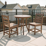 3 PCS Outdoor Patio Bistro Set, HDPE Round Dining Table with 1.77" Umbrella Hole and 2 Chairs, All-Weather Patio Coffee Table and Chairs Set for Balcony, Garden, Porch, Backyard, Commercial, Dark Oak Yatelonllvn