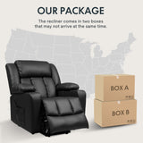 FLEXISPOT XL31 Power Lift Recliner Chair for Elderly, Oversized Electric Leather Lift Chair with Cup Holders, Side Pockets, Massage Reclining Chair Sofa for Living Room Bedroom (Black) FLEXISPOT